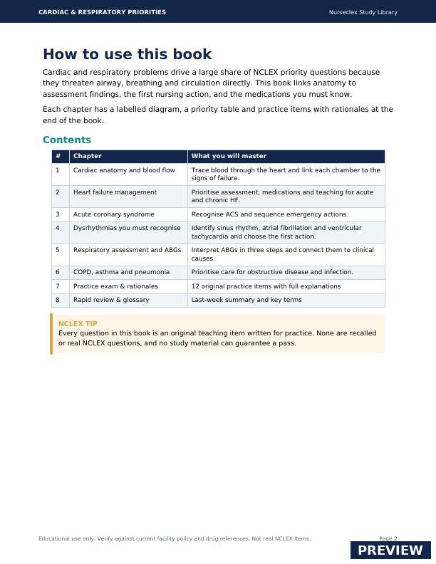 Cardiac & Respiratory Priorities - Contents