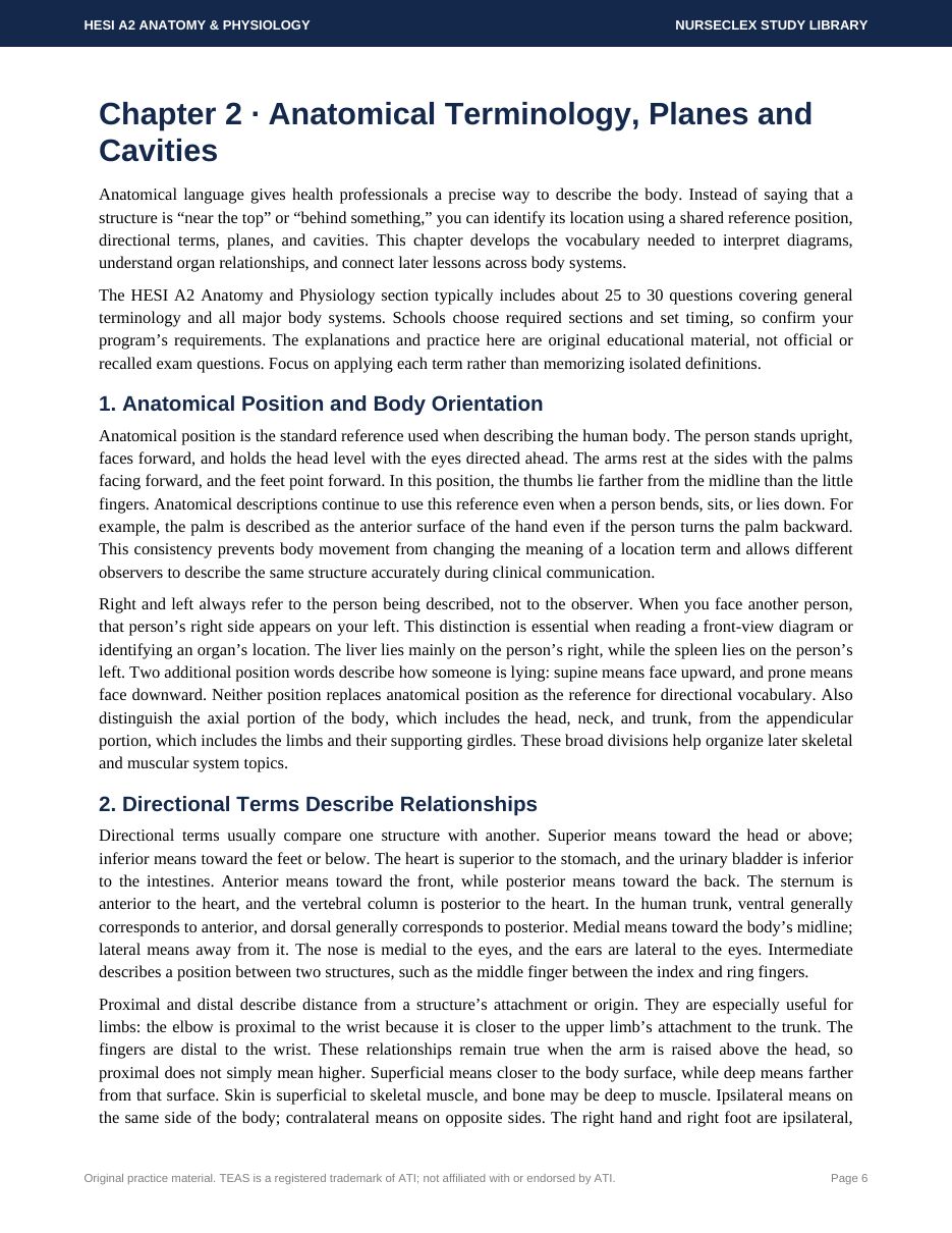 HESI A2 Anatomy and Physiology: Complete Study Guide and Practice - Page 6